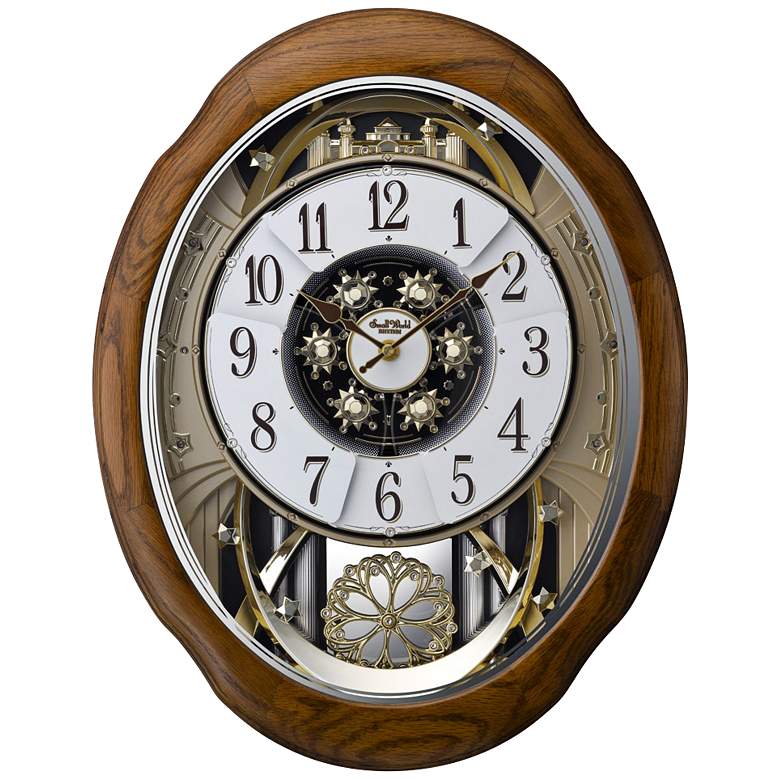 Image 1 Joyful Meditation Oak 21 inch High Musical Motion Wall Clock