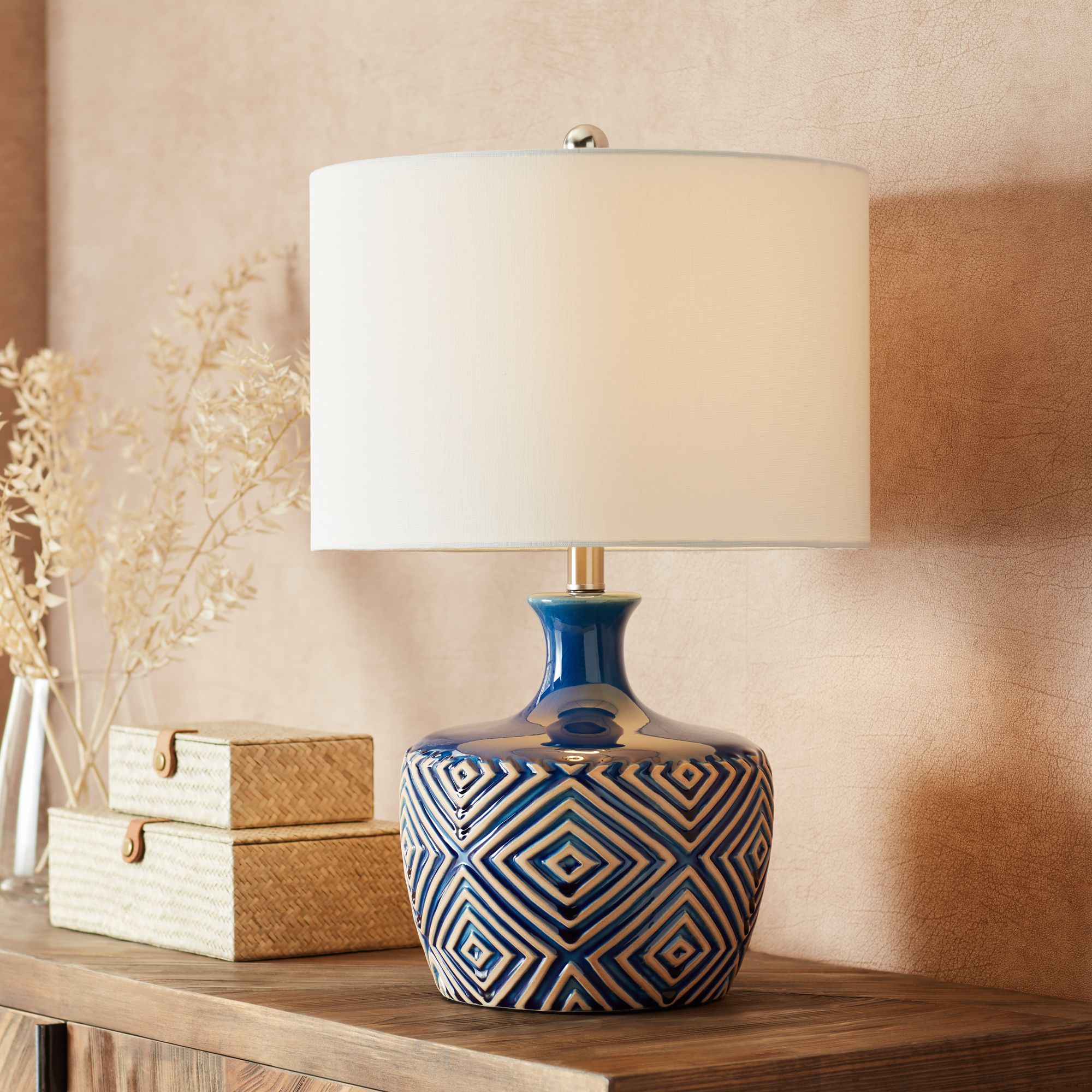 blue ceramic table lamp base