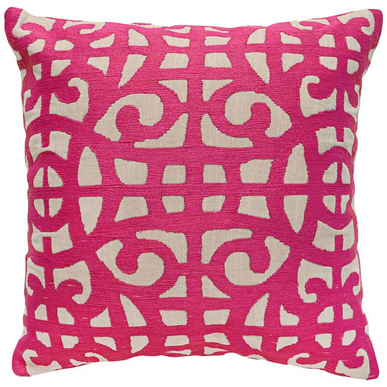 Image 1 Jubilee Fuchsia 22 inch Square Embroidered Accent Pillow