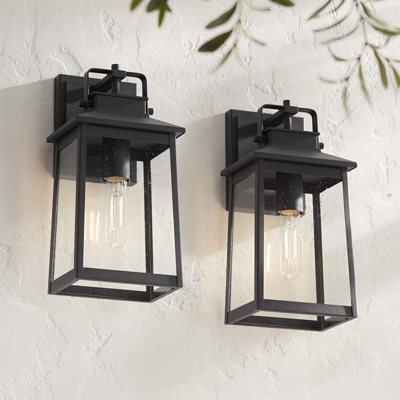 Image 1 Jubliee 13" High Black Outdoor Wall Light Set of 2