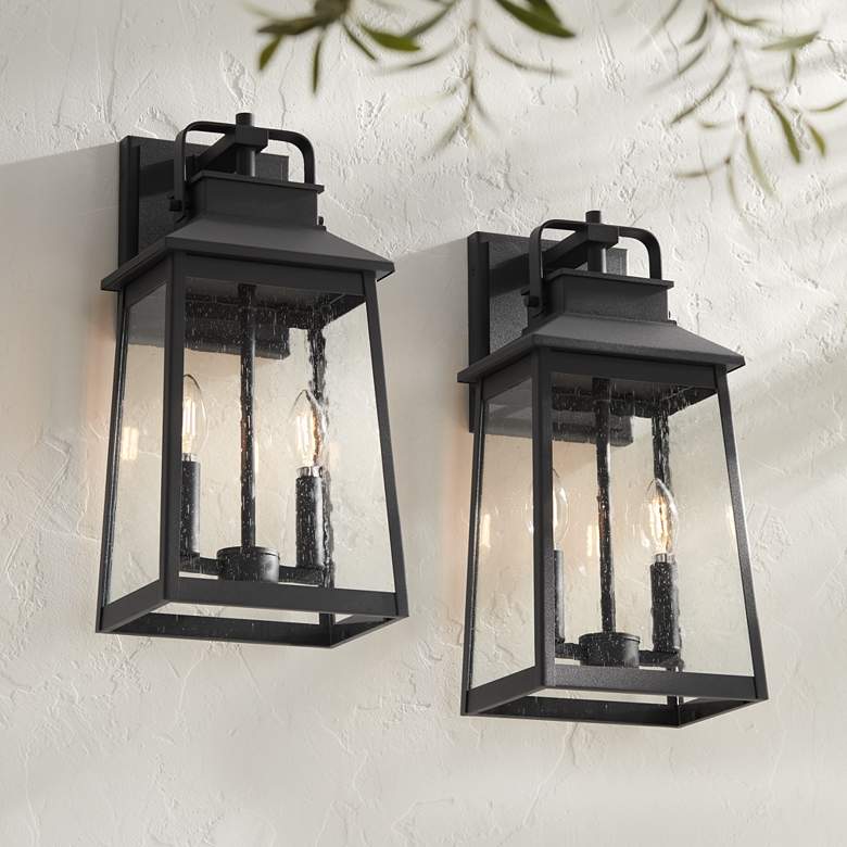 Image 1 Jubliee 17 1/4" High Black 2-Light Outdoor Wall Light Set of 2