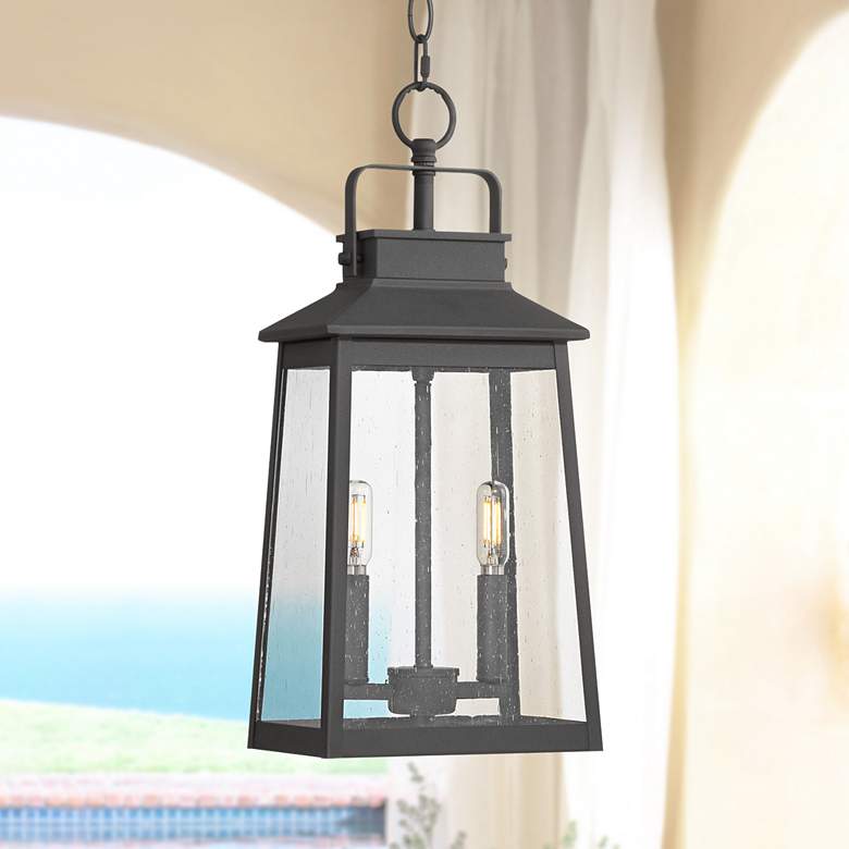 Image 1 Jubliee 19 1/4" High Black 2-Light Outdoor Hanging Light