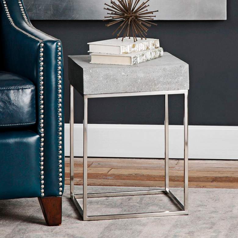 Image 1 Jude 14 inch Wide Concrete and Steel Modern Accent Table
