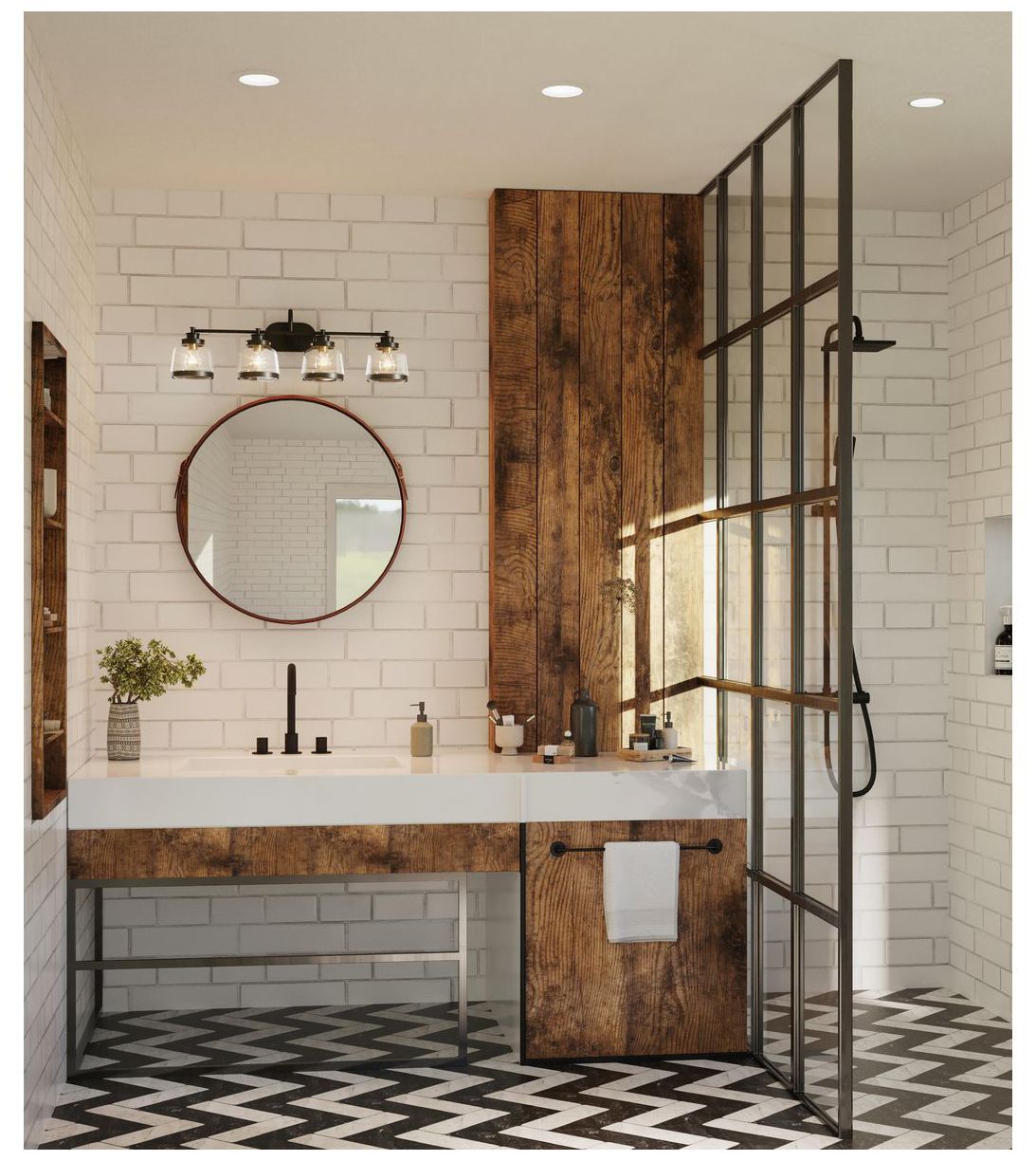 Image 2 Judson Collection Four-Light Clear Glass Farmhouse Bath Vanity Light more views
