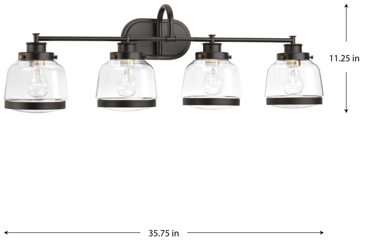Image 4 Judson Collection Four-Light Clear Glass Farmhouse Bath Vanity Light more views