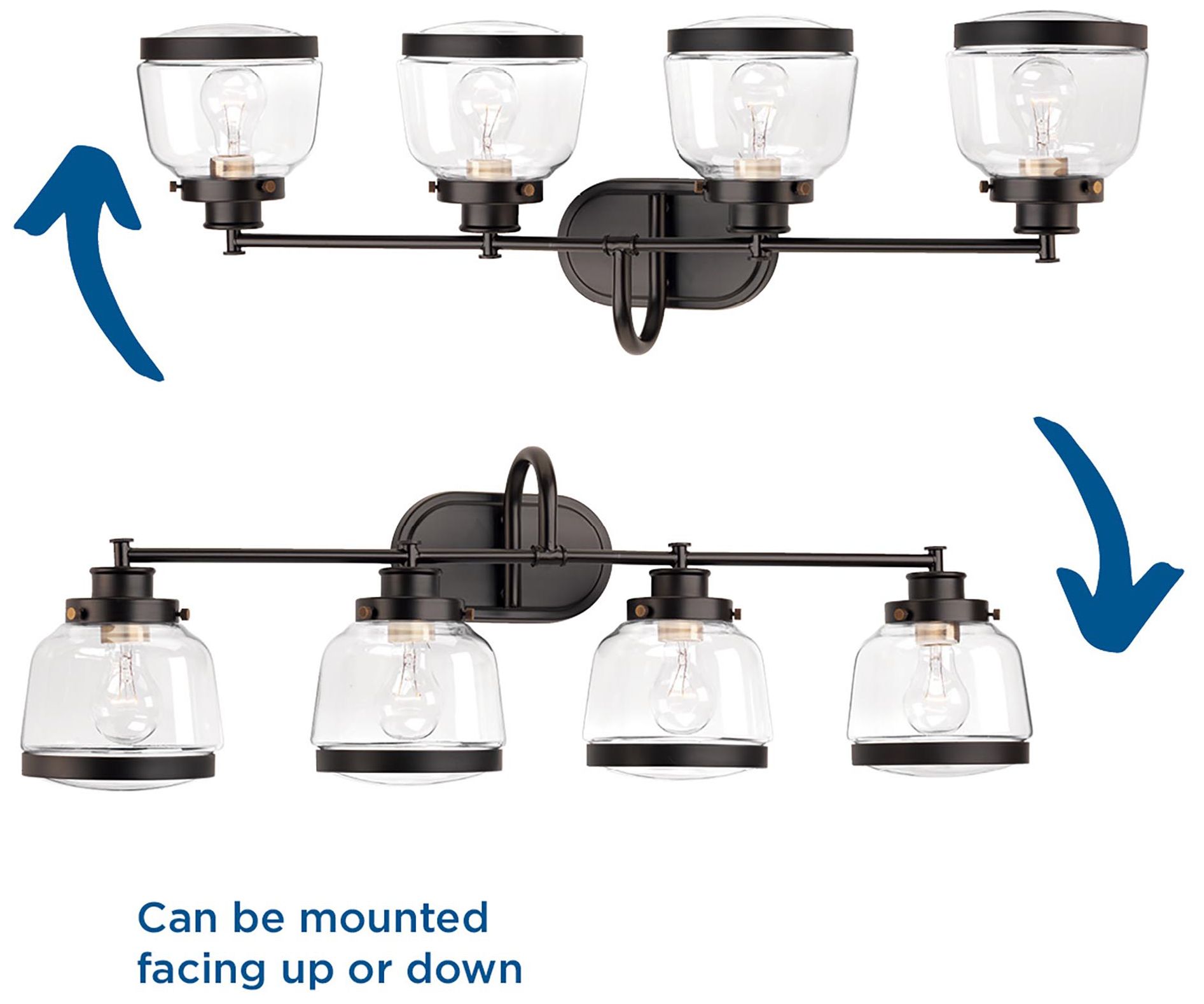 Judson Collection Four-Light Clear Glass Farmhouse Bath Vanity Light