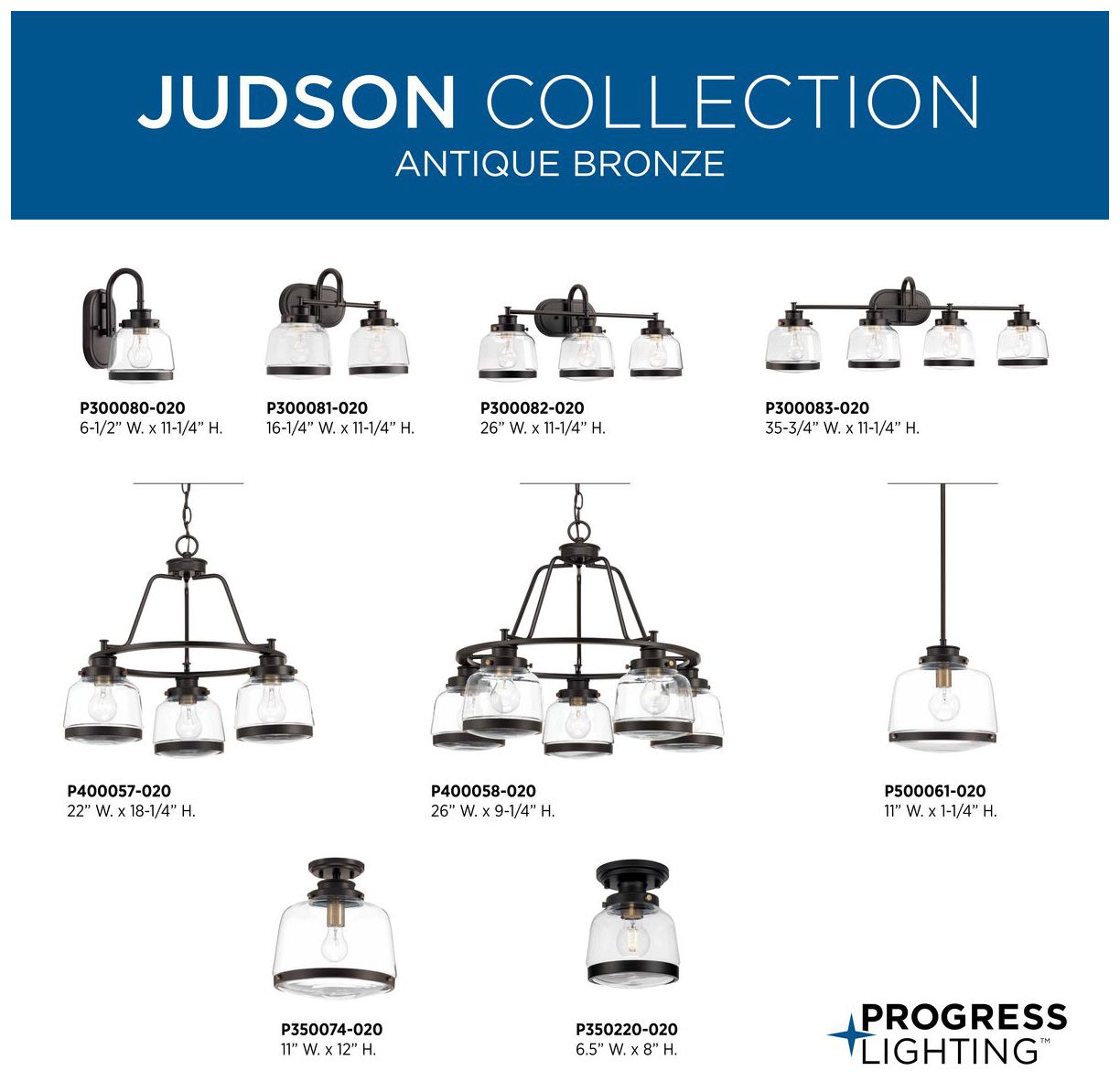 Judson Collection Four-Light Clear Glass Farmhouse Bath Vanity Light