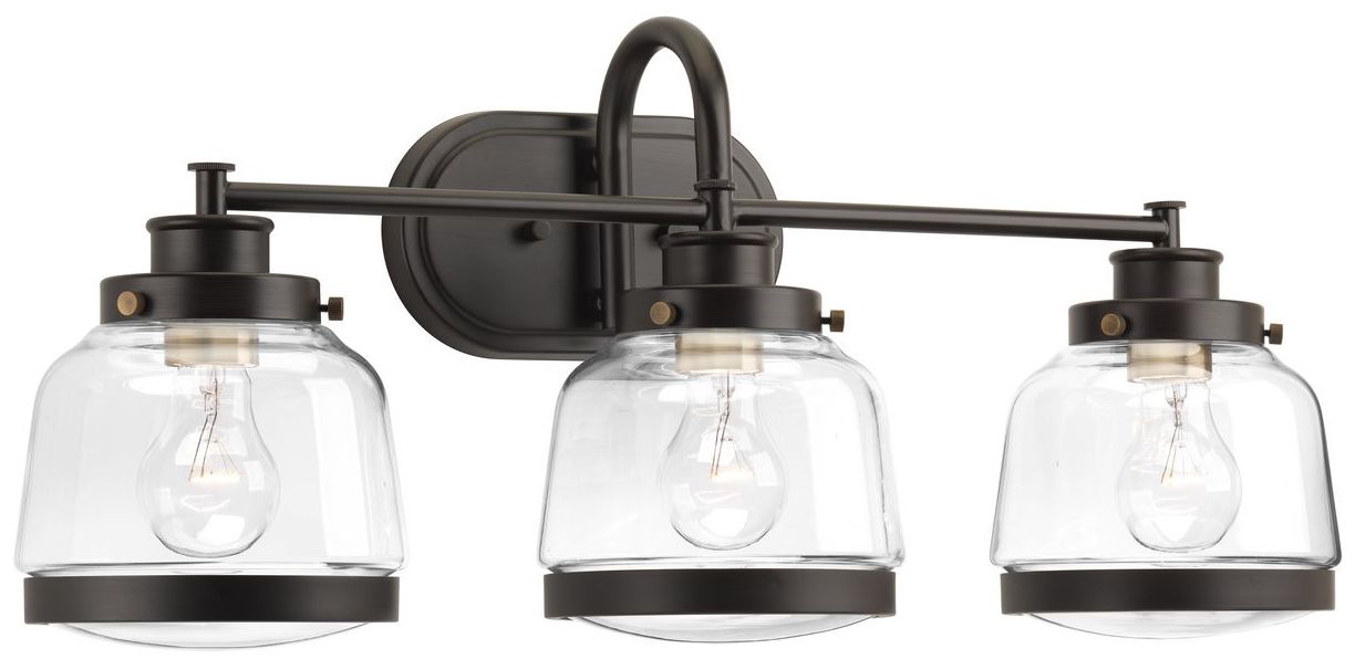 Judson Collection Three-Light Clear Glass Farmhouse Bath Vanity Light