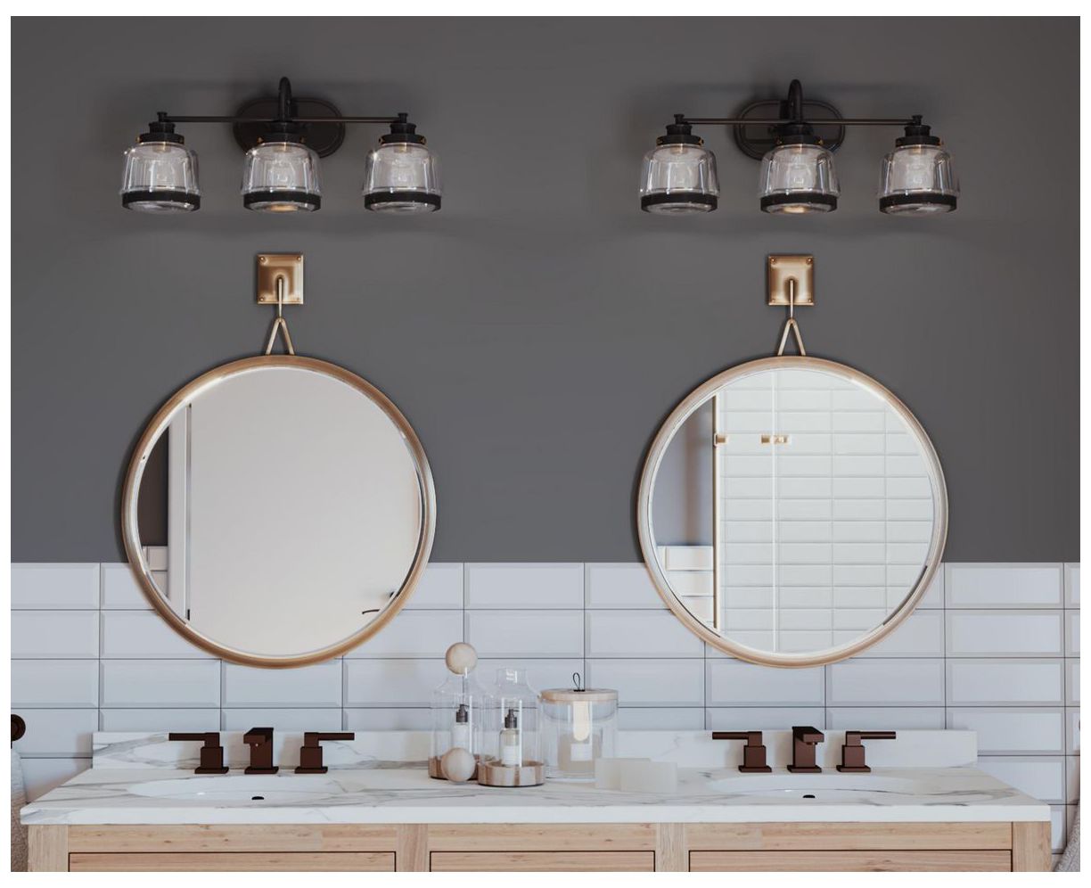Image 2 Judson Collection Three-Light Clear Glass Farmhouse Bath Vanity Light more views