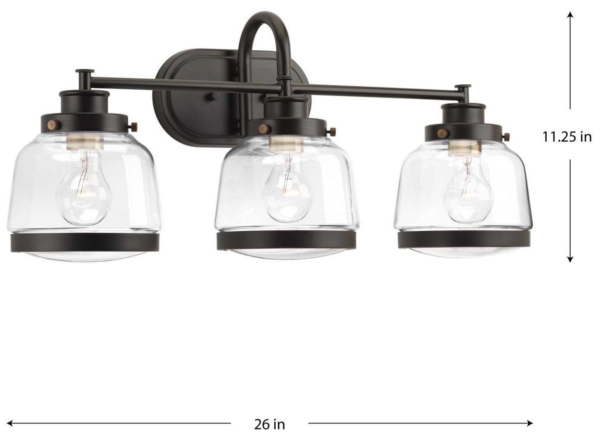 Image 4 Judson Collection Three-Light Clear Glass Farmhouse Bath Vanity Light more views