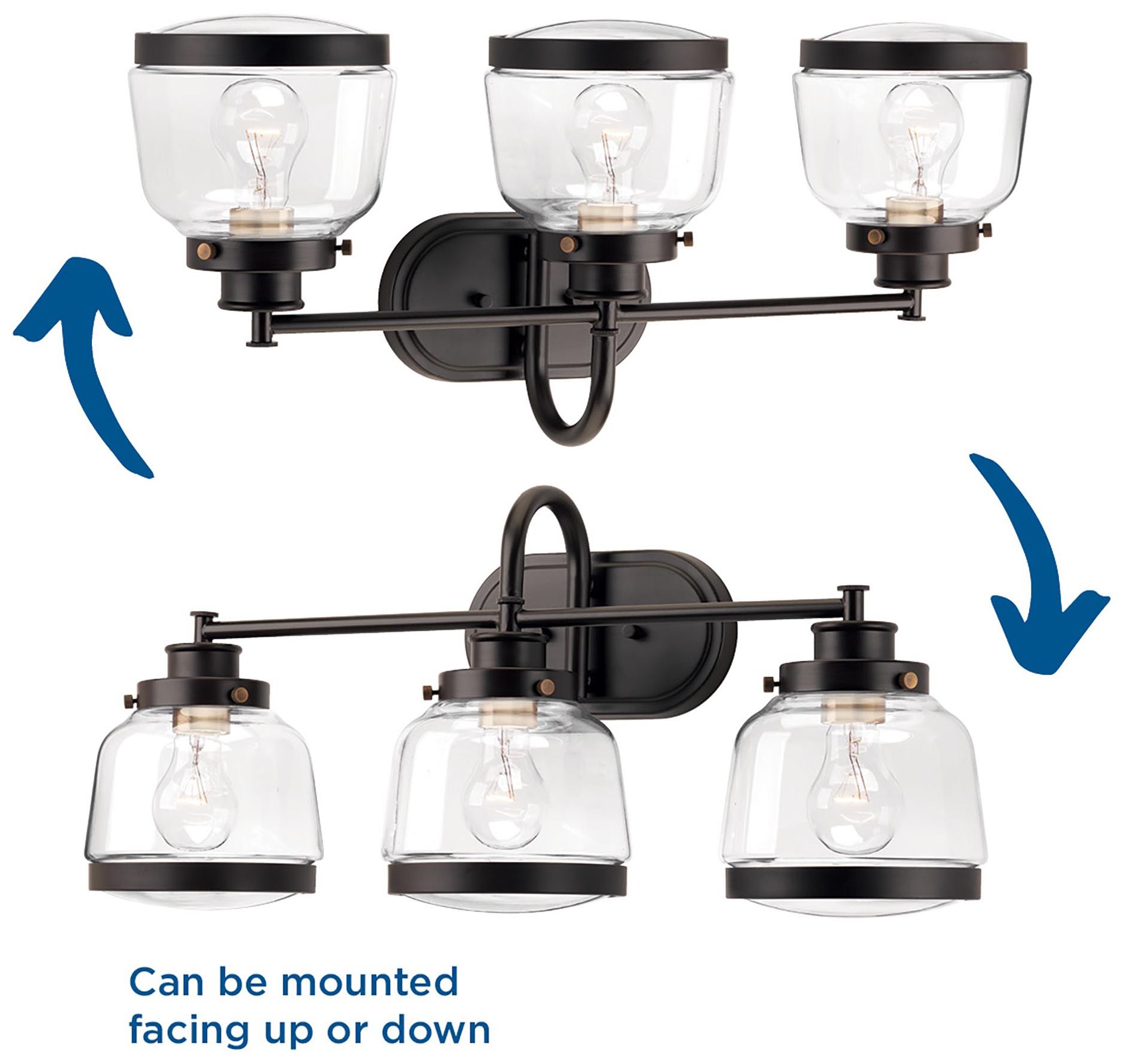 Judson Collection Three-Light Clear Glass Farmhouse Bath Vanity Light