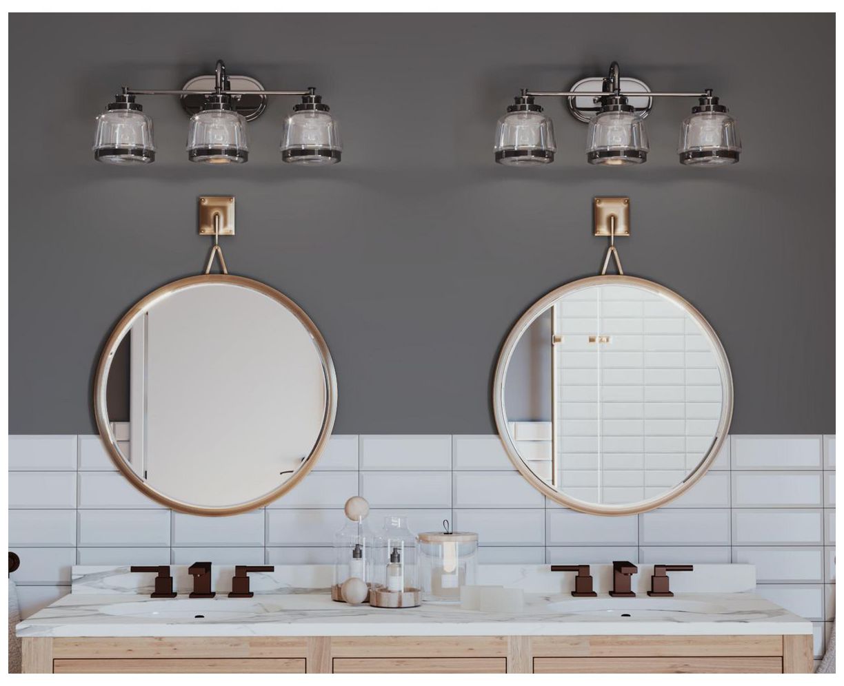 Image 2 Judson Collection Three-Light Clear Glass Farmhouse Bath Vanity Light more views