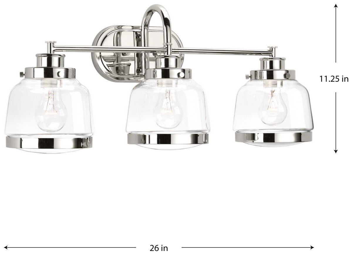 Image 4 Judson Collection Three-Light Clear Glass Farmhouse Bath Vanity Light more views