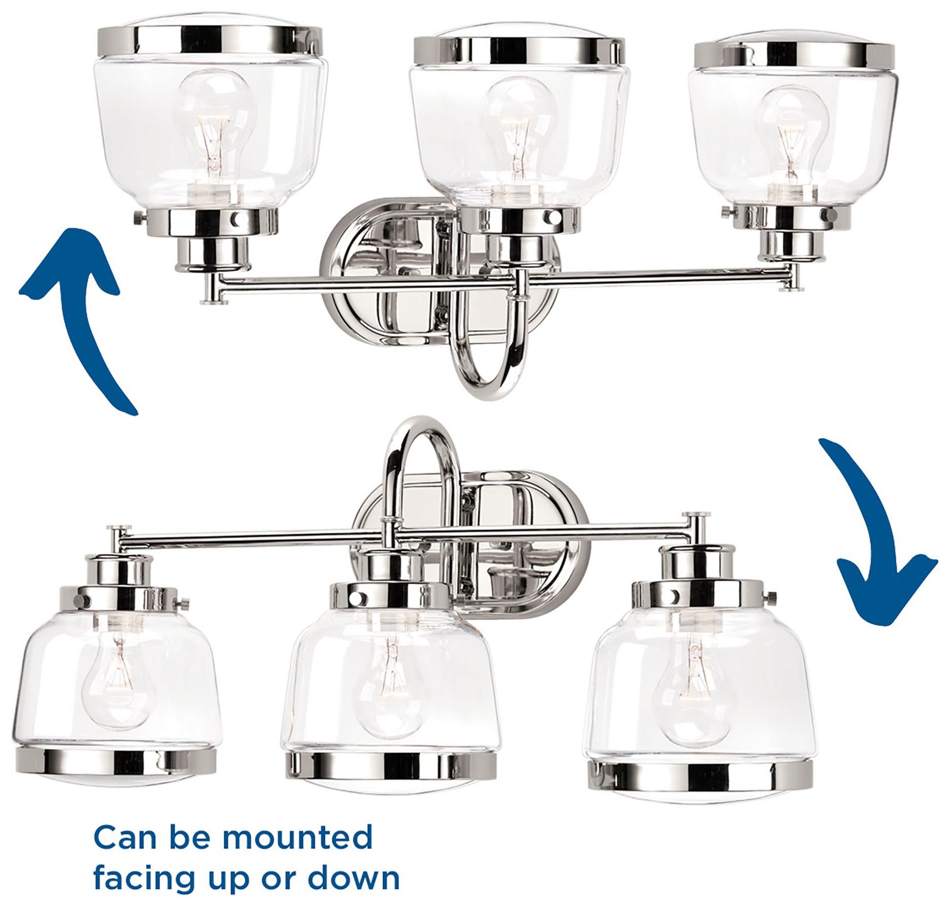 Judson Collection Three-Light Clear Glass Farmhouse Bath Vanity Light
