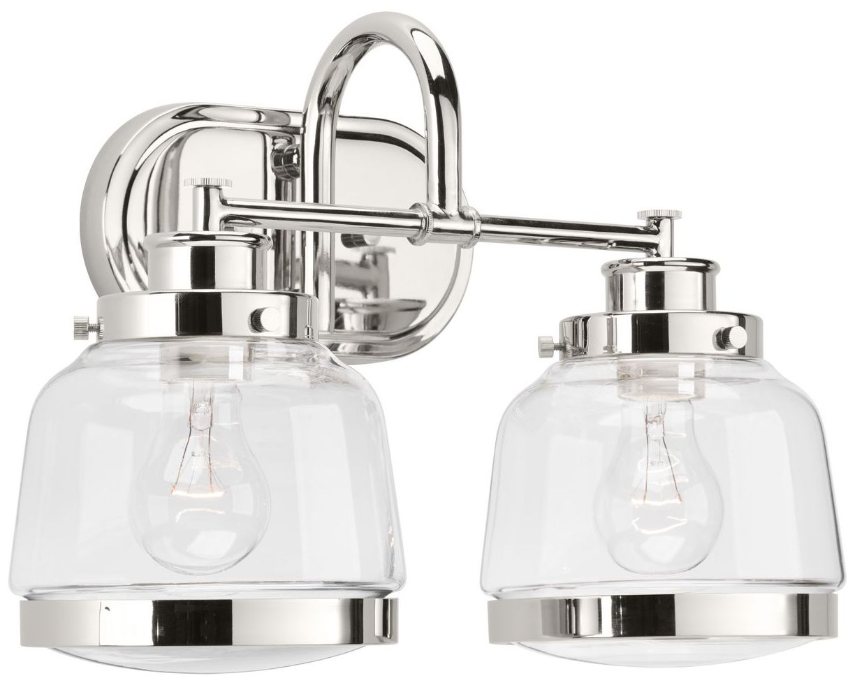 Judson Collection Two-Light Clear Glass Farmhouse Bath Vanity Light