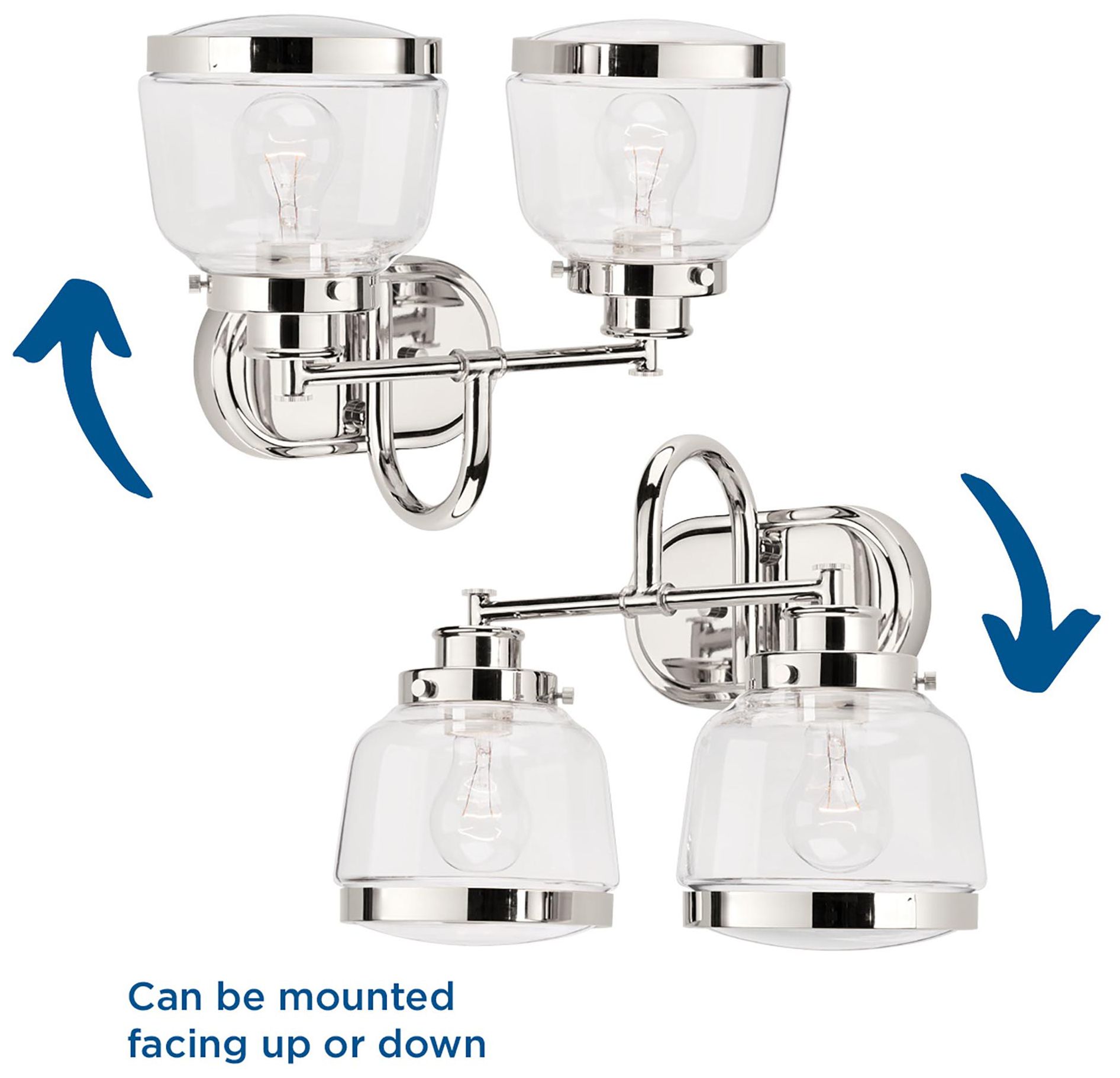 Image 7 Judson Collection Two-Light Clear Glass Farmhouse Bath Vanity Light more views