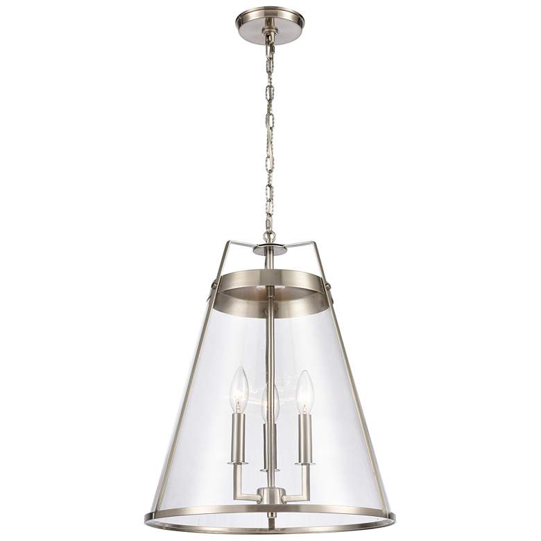 Image 1 Judy 16" Wide Satin Nickel Candle 3-Light Pendant