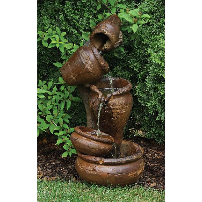 Image 1 Juggling Act 32 1/2" High Rustic Jugs Stone Garden Fountain