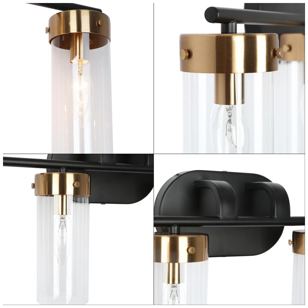 Image 3 Jujueo 29"W Matte Black and Plating Brass 4-Light Bath Light more views