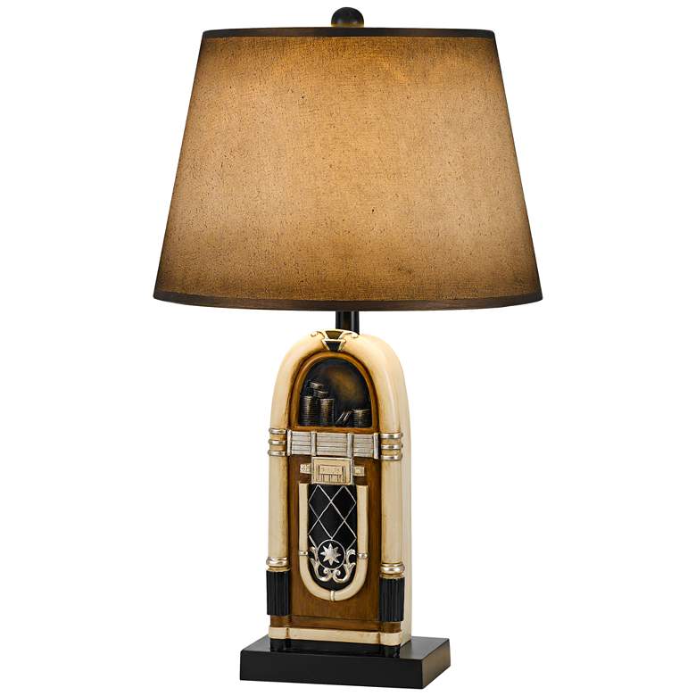 Image 1 Jukebox Antique Bronze and Ivory Table Lamp w/ Paper Shade