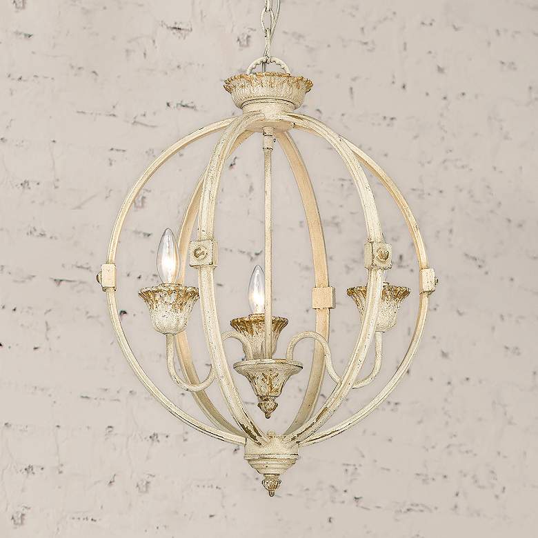 Image 1 Jules 18 1/2" Wide Antique Ivory 3-Light Orb Chandelier