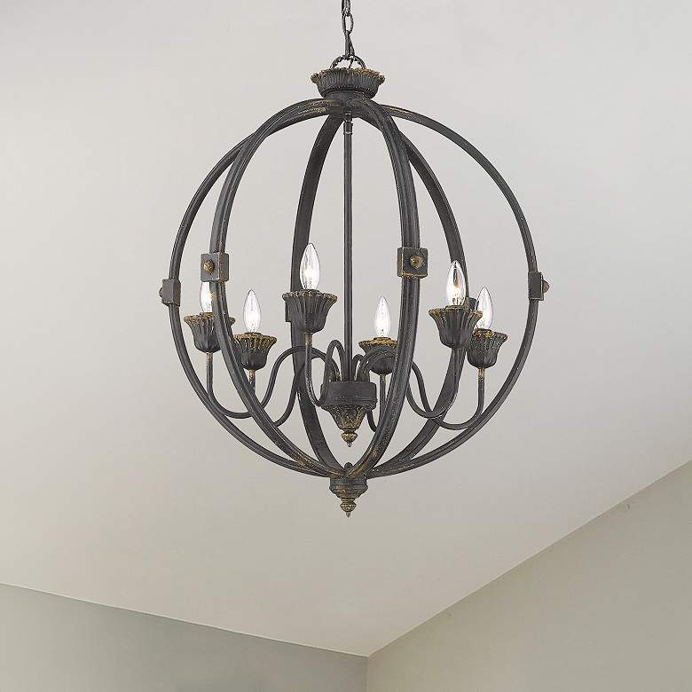 Image 1 Jules 25 1/2" Wide Antique Black 6-Light Orb Chandelier