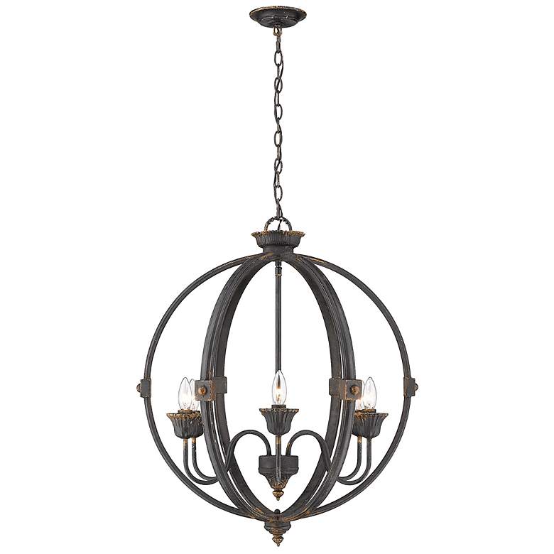 Image 3 Jules 25 1/2" Wide Antique Black Iron 6-Light Chandelier more views