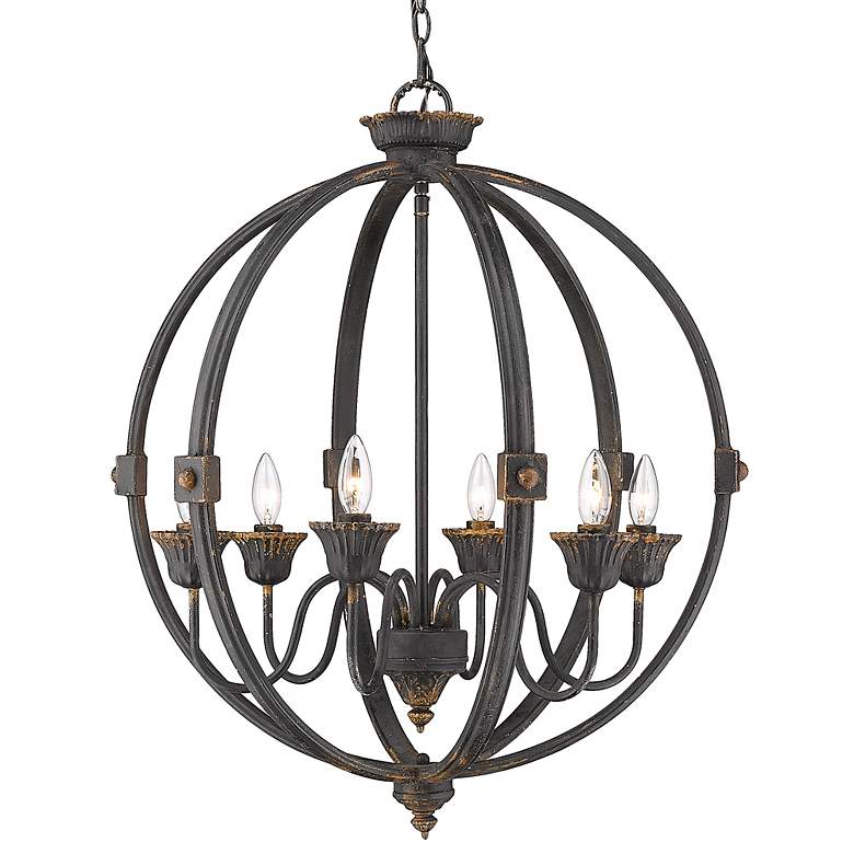 Image 4 Jules 25 1/2" Wide Antique Black Iron 6-Light Chandelier more views