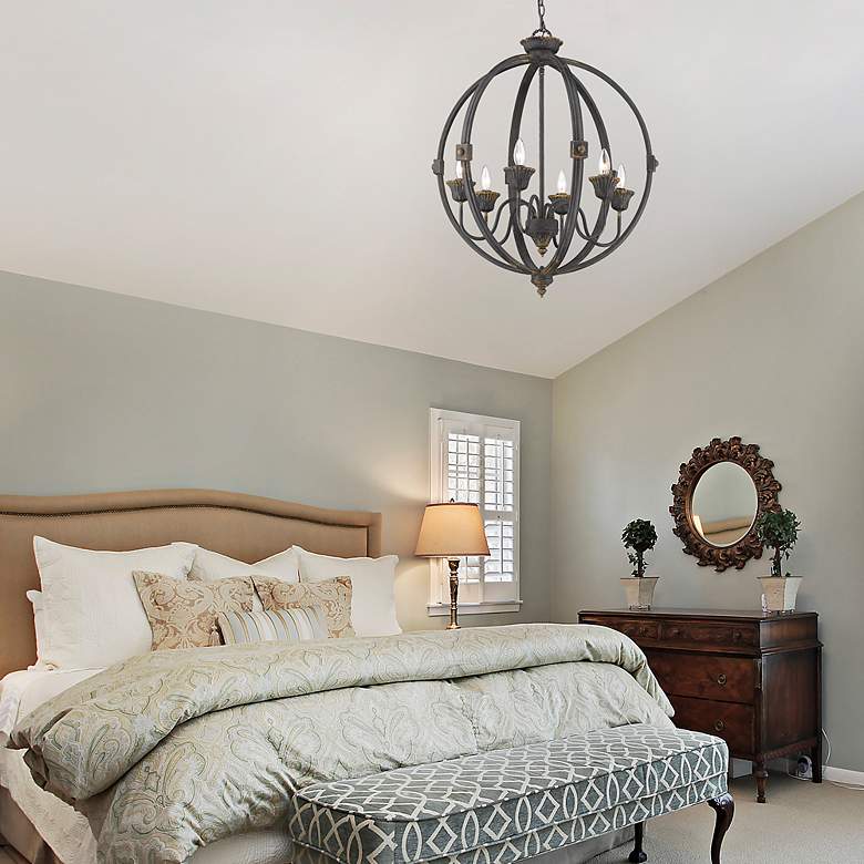 Image 7 Jules 25 1/2" Wide Antique Black Iron 6-Light Chandelier more views
