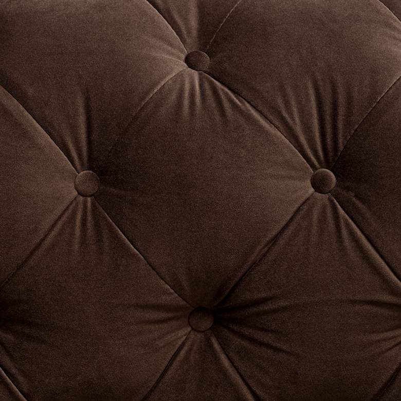 Image 4 Jules 90"W Chocolate Brown Velvet Tufted Chesterfield Sofa more views