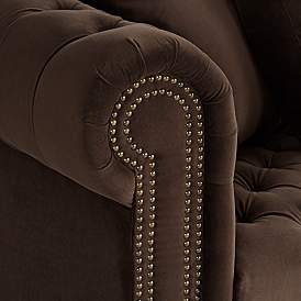 Image5 of Jules 90"W Chocolate Brown Velvet Tufted Chesterfield Sofa more views