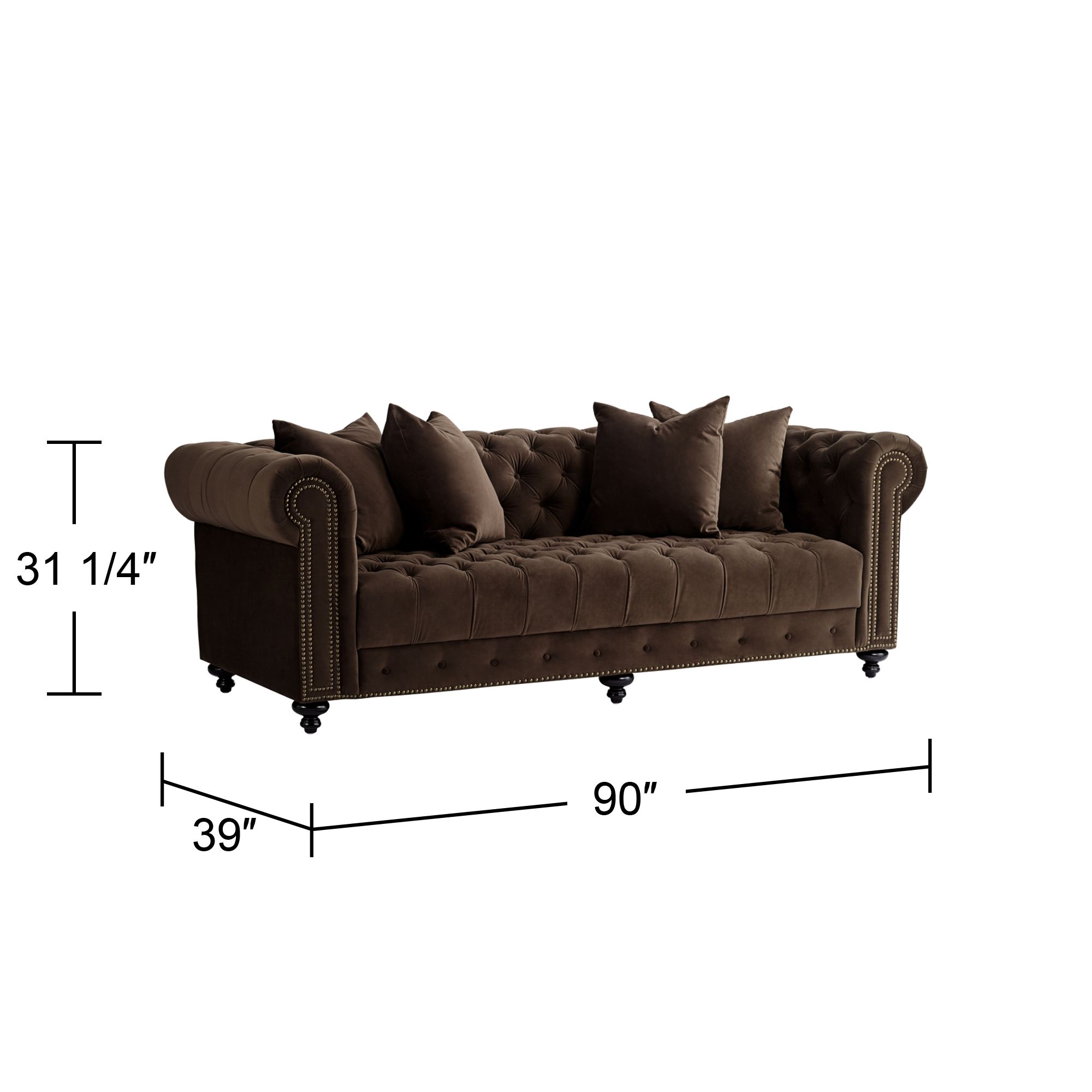 Chocolate Brown Crushed Velvet Sofa Baci Living Room
