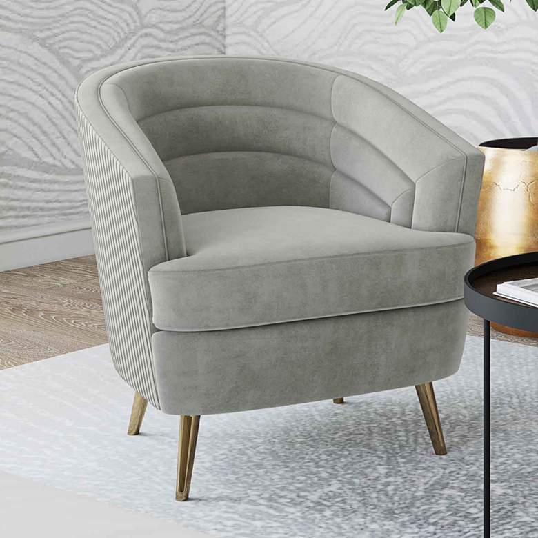 Image 2 Jules Light Gray Velvet Tufted Accent Chair