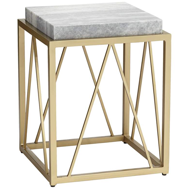 Image 2 Julia 15 1/2 inch Wide Gold and Marble Accent Table