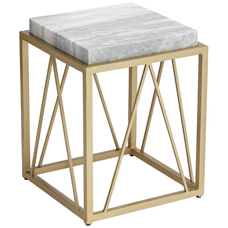 Image 6 Julia 15 1/2 inch Wide Gold and Marble Accent Table more views
