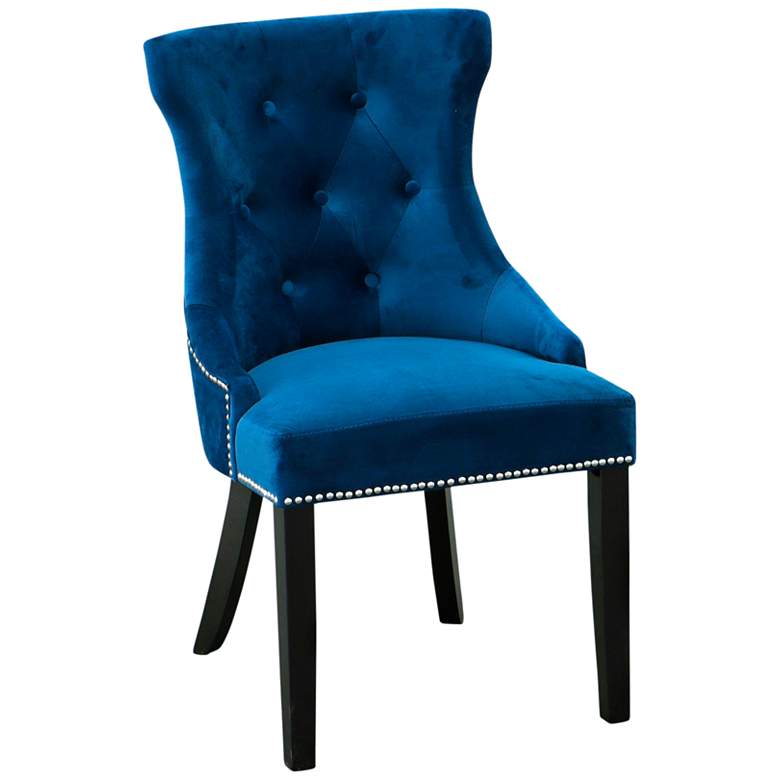 Image 2 Julia Blue Velvet Fabric Tufted Dining Chair