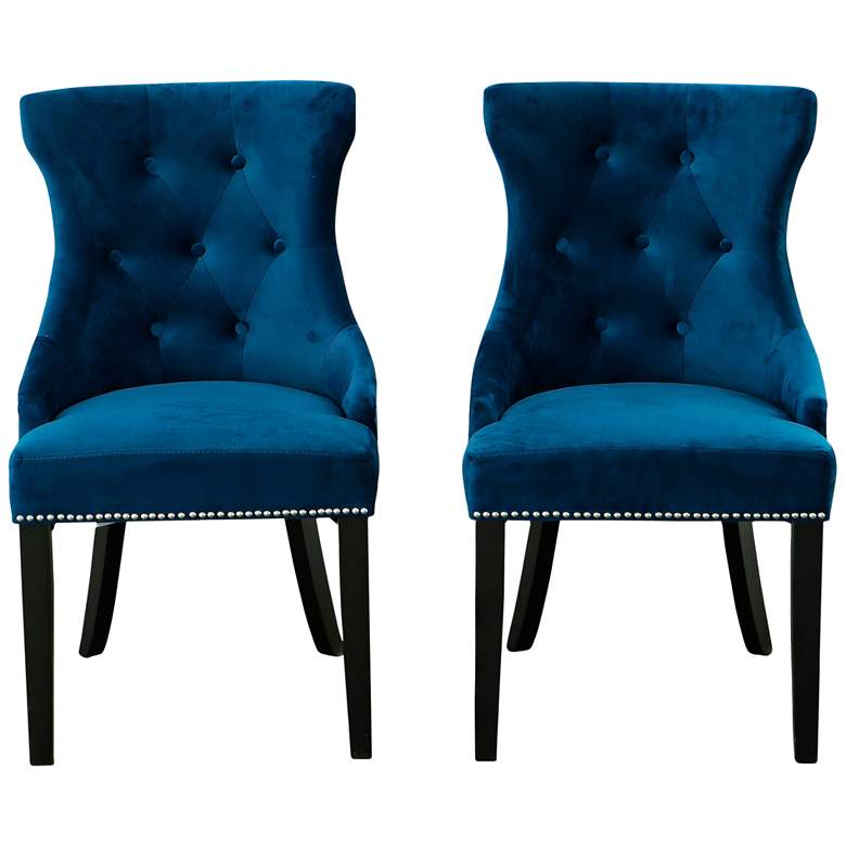 Image 7 Julia Blue Velvet Fabric Tufted Dining Chair more views