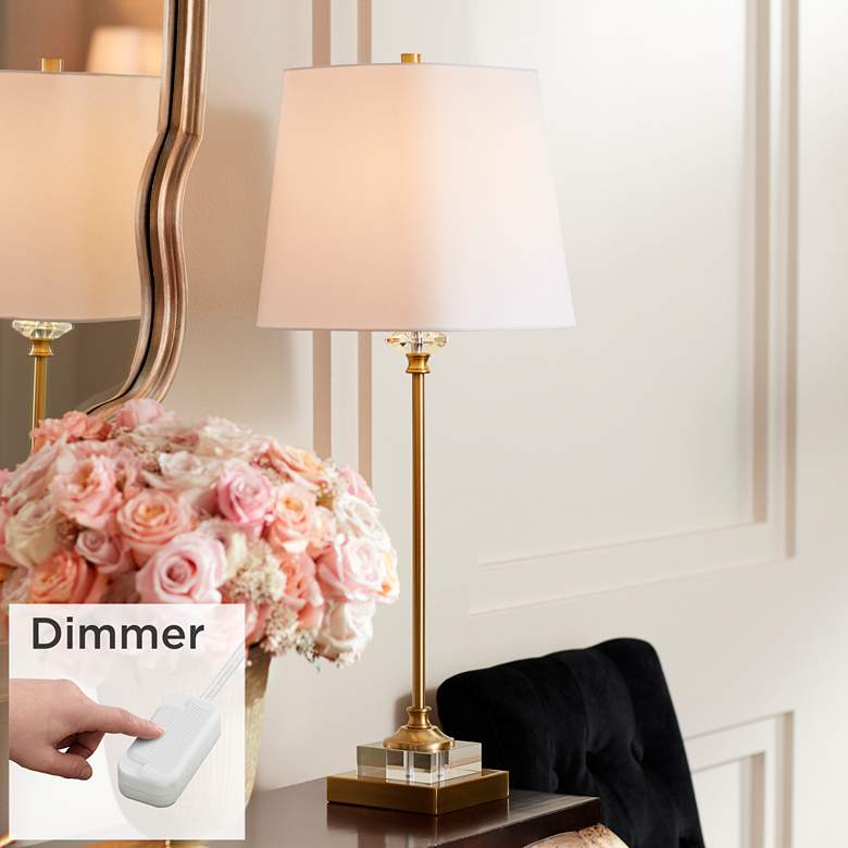 Julia Gold and Crystal Buffet Table Lamp with Table Top Dimmer