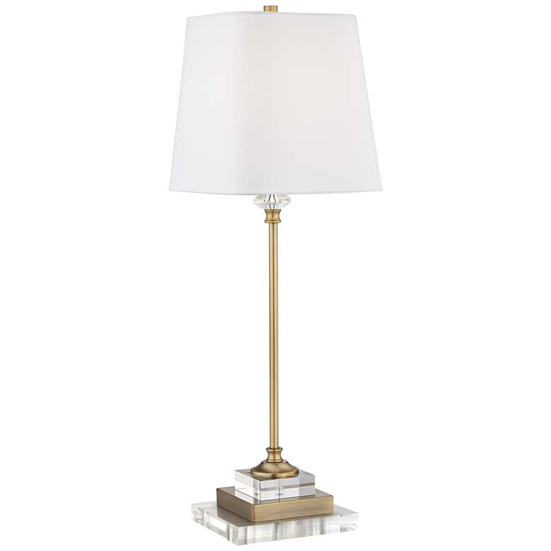 Image 1 Julia Gold Buffet Table Lamp With 7 inch Wide Square Riser