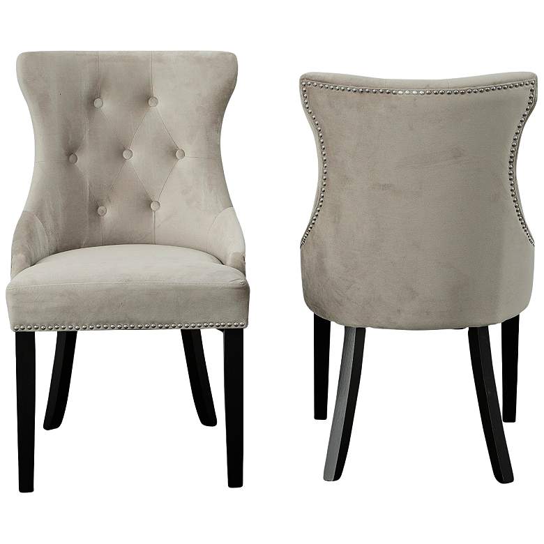 Image 4 Julia Gray Velvet Fabric Tufted Dining Chair more views