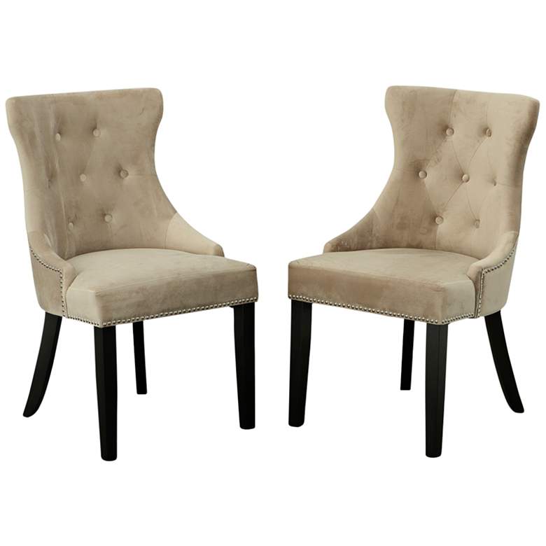 Image 6 Julia Gray Velvet Fabric Tufted Dining Chair more views
