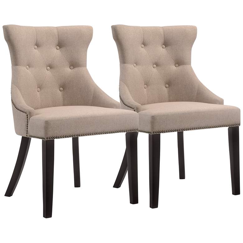 Image 2 Julia Linen Velvet Fabric Tufted Dining Chair
