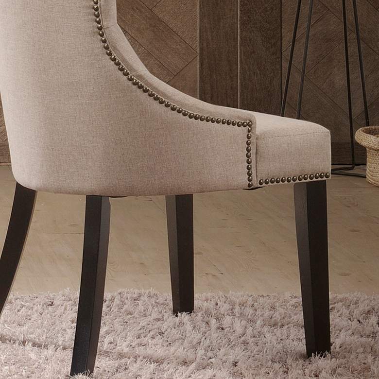 Image 3 Julia Linen Velvet Fabric Tufted Dining Chair more views