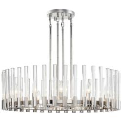 Julian 12-Light 32 Inch Round Polished Nickel Wheel Styled Glass Chandelier