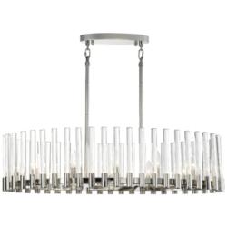 Julian 12-Light 40 Inch Oval Polished Nickel Linear Glass Chandelier