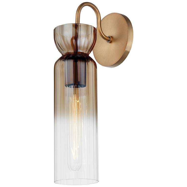 Image 1 Julian 15 1/4" High Patina Brass Champagne Glass Wall Sconce