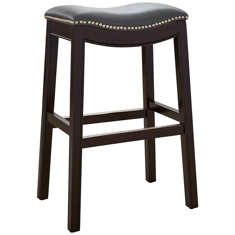 Image 2 Julian 30" Gray Faux Leather Bar Stool