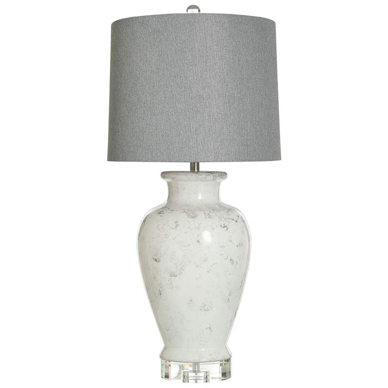 Image 1 Julian 38" High White Crystal Base Table Lamp With Gray Hardback Shade