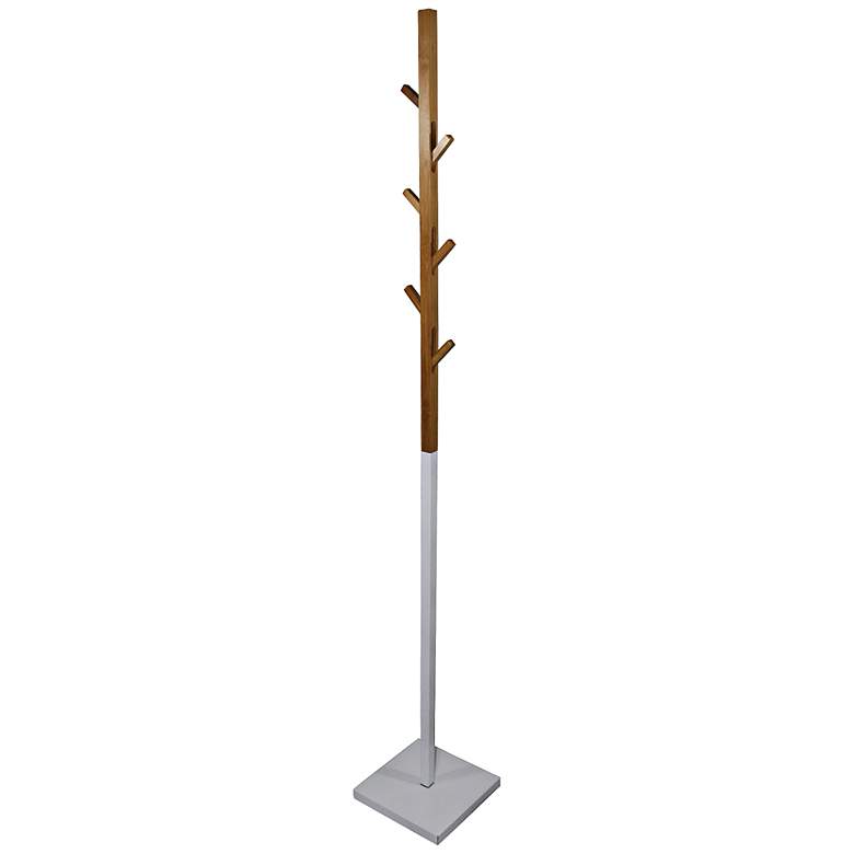 Image 1 Julian 69" High Walnut and White Modern Coat Rack
