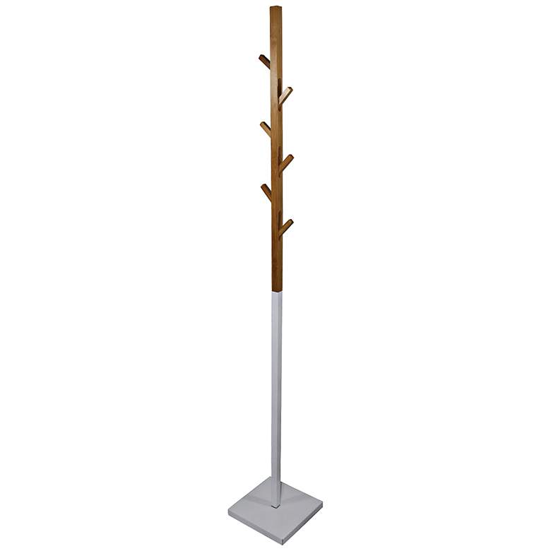 Image 1 Julian 69 inch High Walnut and White Modern Coat Rack